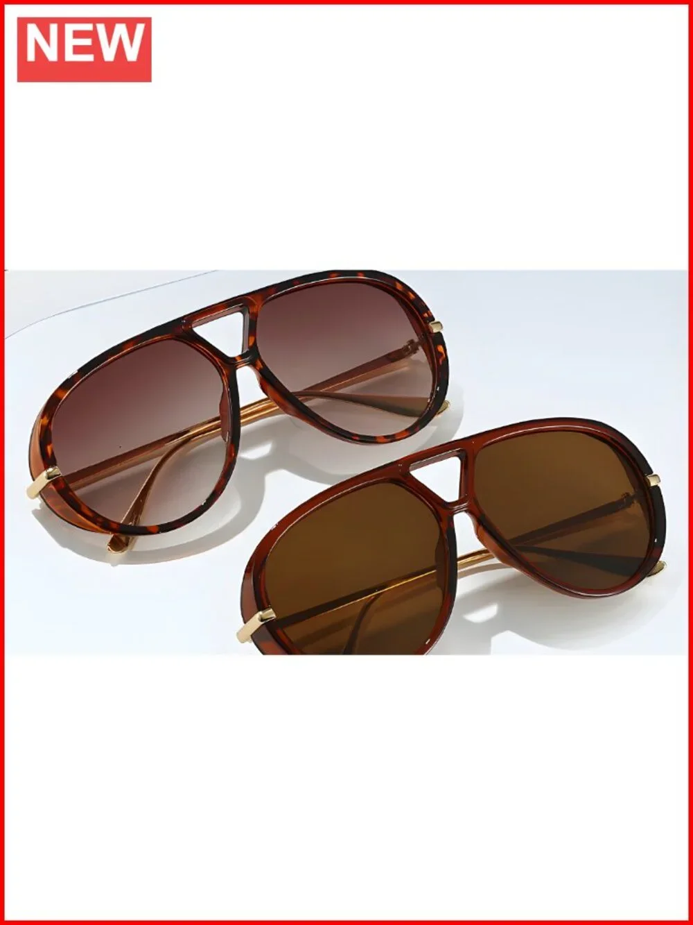 Vintage Oversized Metal Aviator Sunglasses UV400 Protection Retro Style